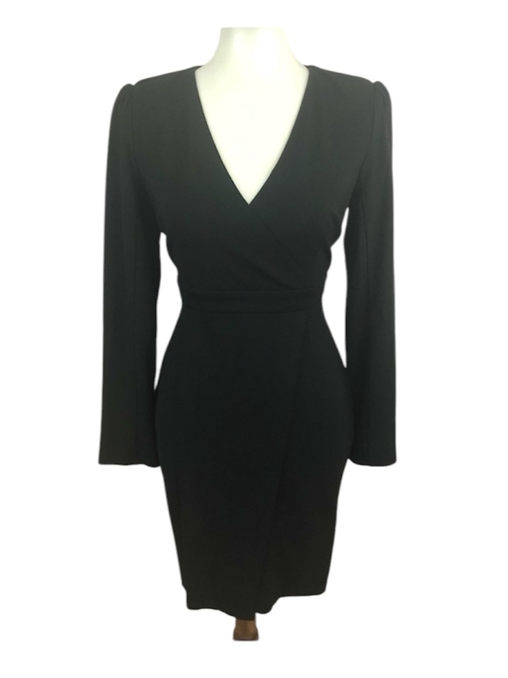 NWOT Lulus Black Surplice Faux Wrap Sheath Dress